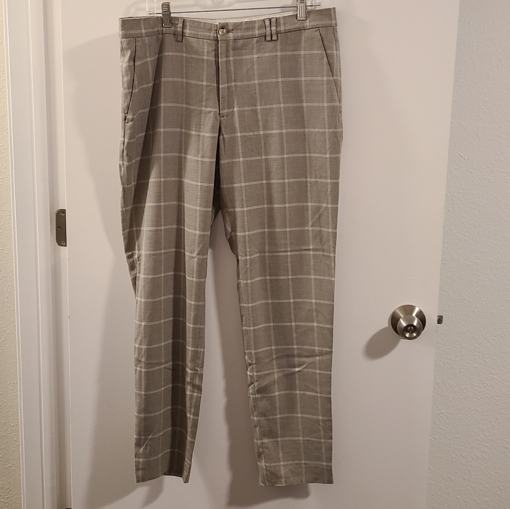 Zara plaid pants men's 34" x 30" grey/ white